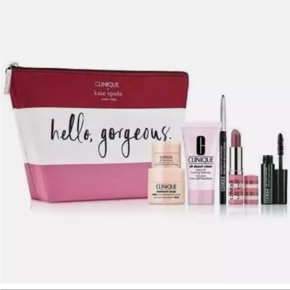 Clinique Skincare Set with Pink and White Bag